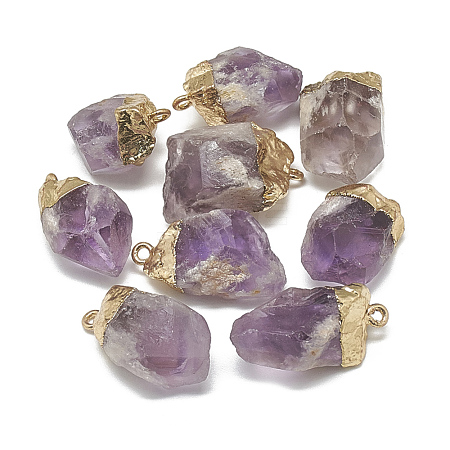 Electroplate Natural Amethyst Pendants G-S336-37A-1