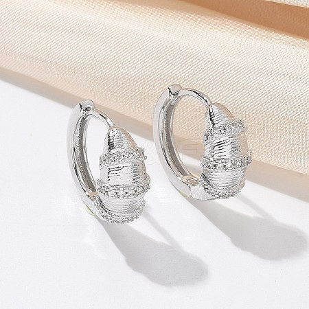 Brass Clear Cubic Zirconia Hoop Earrings EJEW-Q014-21P-1