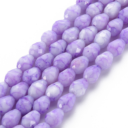 Opaque Baking Painted Glass Beads Strands EGLA-N006-007D-1
