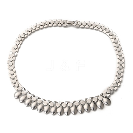 304 Stainless Steel Bib Chain Necklaces NJEW-Z013-03P-1