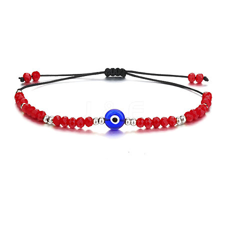 Adjustable Glass Evil Eye Brided Bead Bracelet TV3992-9-1