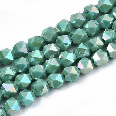 Electroplate Opaque Glass Beads Strands EGLA-T019-05N-1