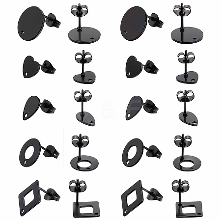 30Pcs 5 Style 304 Stainless Steel Stud Earring Findings STAS-SC0004-31-1