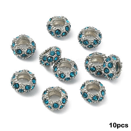 10Pcs Alloy Rhinestone European Beads CPDL-YW0001-02G-1