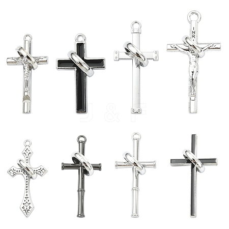 8Pcs 8 Styles Tibetan Style Alloy Big Pendants FIND-CJ0005-85-1