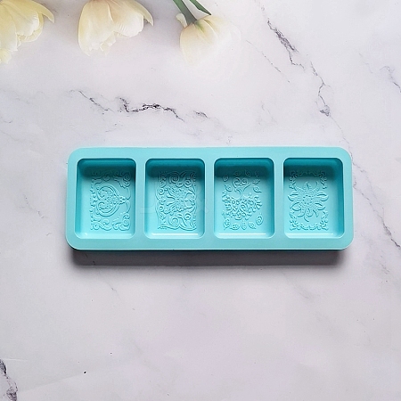 Rectangle with Flower Pattern DIY Silicone Soap Molds PW-WG11139-03-1