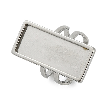 304 Stainless Steel Cuff Ring Components STAS-U059-02P-1