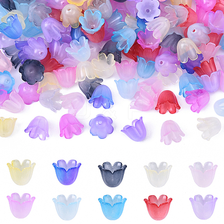 160Pcs 8 Colors Acrylic Bead Caps SACR-YW0001-78-1
