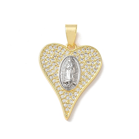 Two Tone Brass Micro Pave Clear Cubic Zirconia Pendants KK-L268-025G-01-1