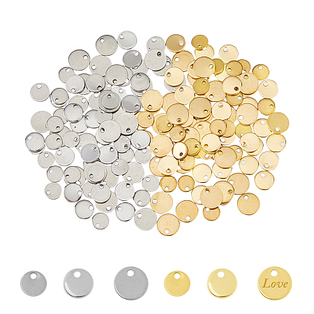 180Pcs 6 Styles 201 & 304 Stainless Steel Stamping Blank Tag Pendants STAS-DC0016-17-1