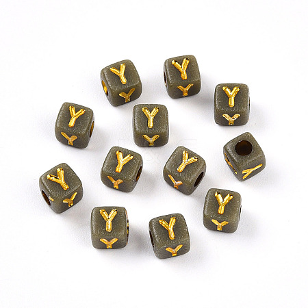 Plating Acrylic Beads OACR-N140-01G-Y-1