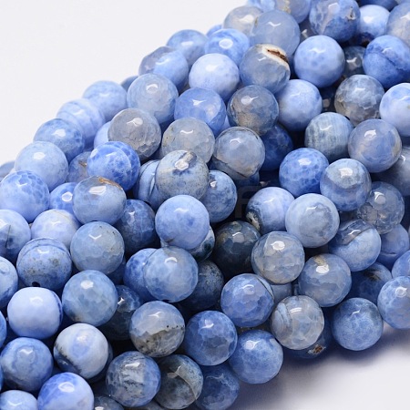 Dyed Natural Agate Faceted Round Beads Strands G-E320C-8mm-03-1