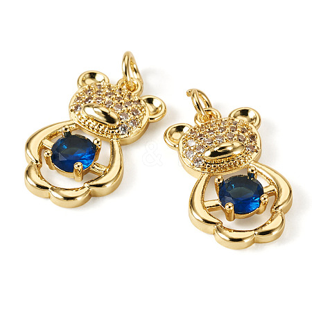 2Pcs Brass Micro Pave Cubic Zirconia Pendants KK-TA0002-81A-1