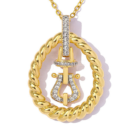 Brass Micro Pave Clear Cubic Zirconia Pendants CU-OY001-82G-1