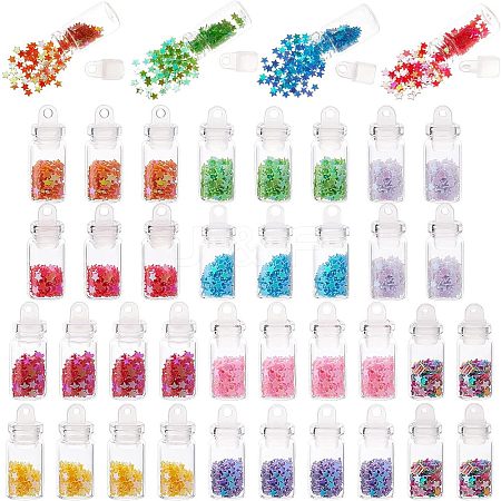  40Pcs 10 Colors Glass Wishing Bottle Pendant Decorations AJEW-NB0003-05-1