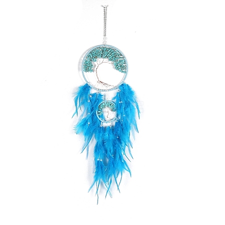 Retro Style Iron & Synthetic Turquoise Pendant Hanging Decoration PW-WG38430-01-1