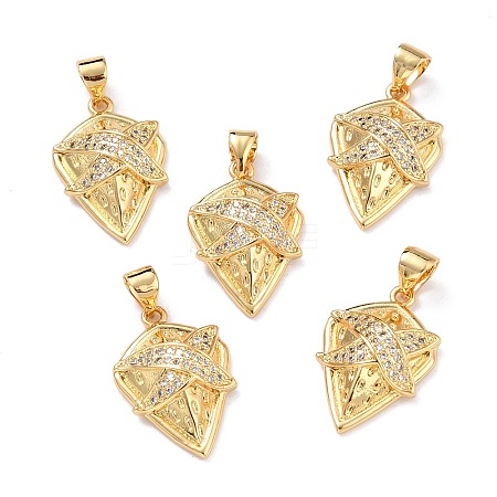 Brass Micro Pave Clear Cubic Zirconia Pendants ZIRC-L100-050G-1