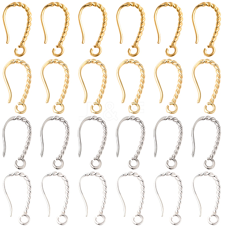 40Pcs 4 Colors Long-Lasting Plated Brass Ear Wire KK-SC0006-51-1
