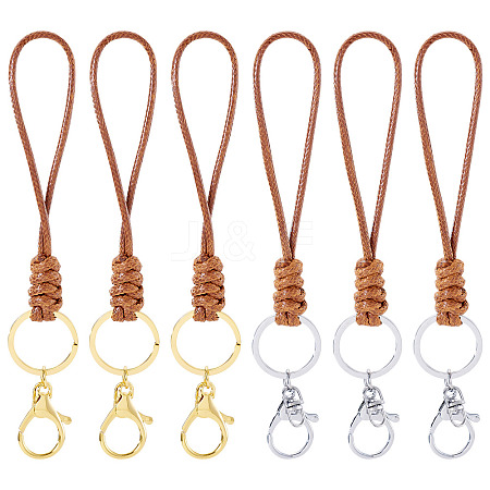 10Pcs 2 Colors Eco-Friendly Korean Waxed Polyester Cord Keychains KEYC-TA00032-1
