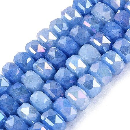Electroplate Crackle Imitation Jade Glass Beads Strands EGLA-Q135-01A-C02-1