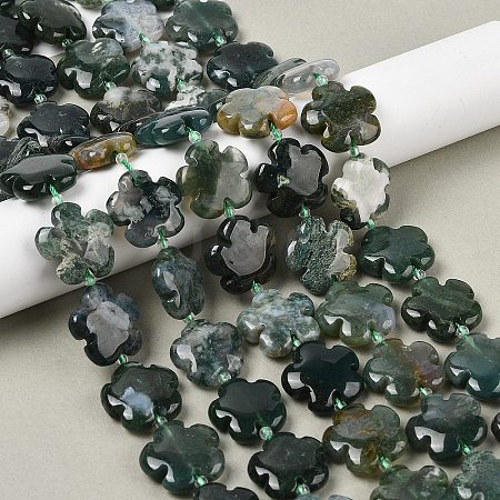 Natural Moss Agate Beads Strands G-NH0009-A01-01-1