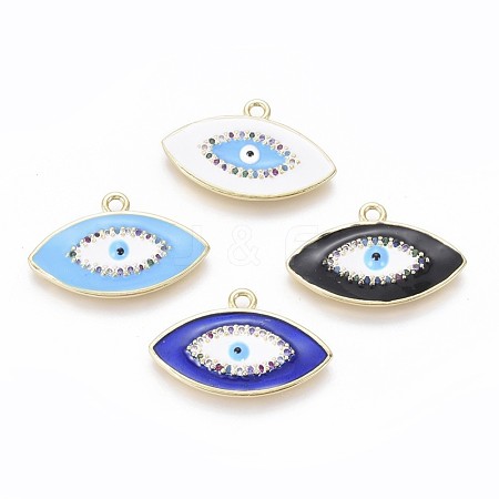 Golden Plated Brass Micro Pave Colorful Cubic Zirconia Pendants KK-F807-25-G-1