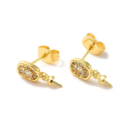 Brass Micro Pave Cubic Zirconia Studs Earrings Findings EJEW-H128-05G-1