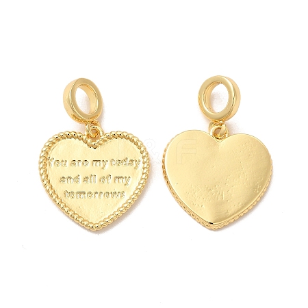 Rack Plating Brass Heart European Dangle Charms KK-B068-11G-1