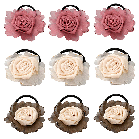 9Pcs 3 Colors Polyester Hair Accessories OHAR-GO0001-16-1