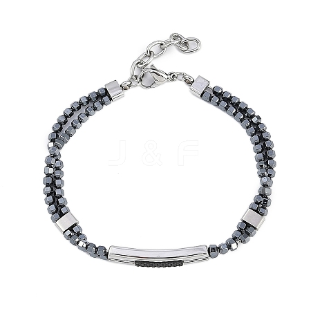 Synthetic Non-magnetic Hematite Beaded Bracelets BJEW-S156-05P-D-1