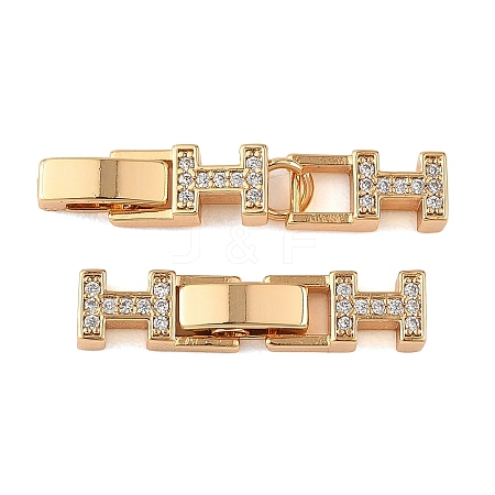 SHEGRACE Brass Micro Pave Clear Cubic Zirconia Fold Over Claps XGRQ5K256-843G-1