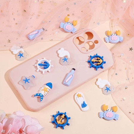 65 Pieces Ocean Theme Resin Cabochons Cute Resin Pendant Crab Starfish Resin Charm for DIY Making Craft Hair Clip Scrapbooking Decor JX390A-1