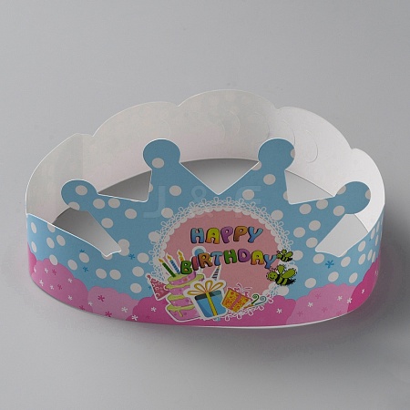 Birthday Crowns Paper Party Hat AJEW-WH0348-129E-1