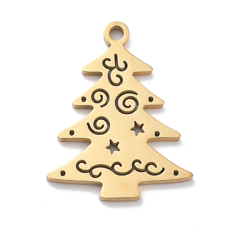 Christmas Theme 304 Stainless Steel Pendants STAS-R003-04G-03-1