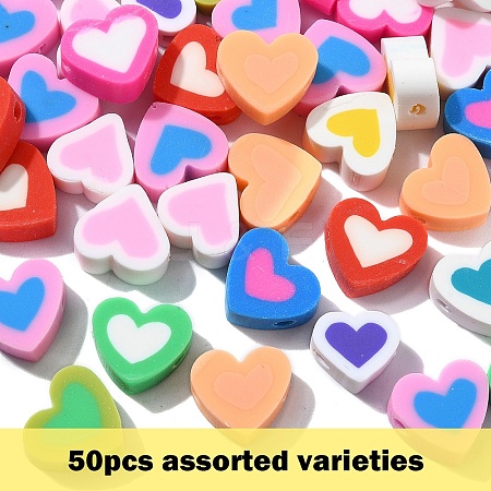 50Pcs Handmade Polymer Clay Beads CLAY-YW0002-34-1