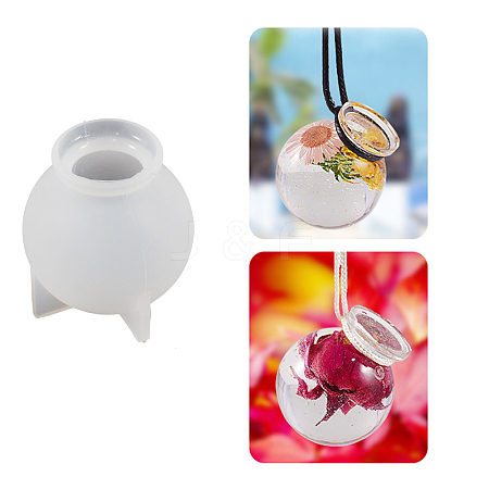 Round Wishing Bottle DIY Pendant Silicone Molds DIY-K073-02-1