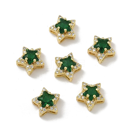 Brass Micro Pave Cubic Zirconia Slide Charms KK-D226-02G-02-1