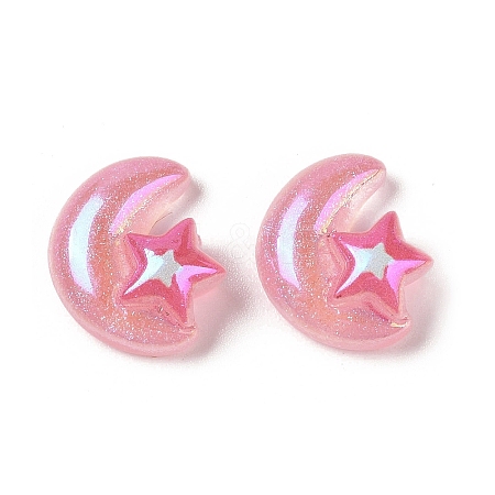 Glitter Plated Resin Cabochons RESI-H163-05B-1