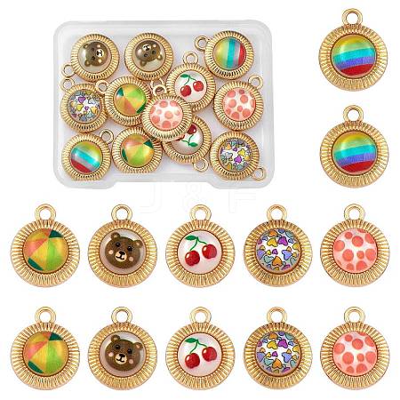 12Pcs 6 Styles Printed Opaque Resin Pendants FIND-SZ0009-13-1