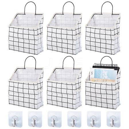 Tartan Pattern Polycotton Bedside Caddy for Student Dorm AJEW-WH0348-11-1