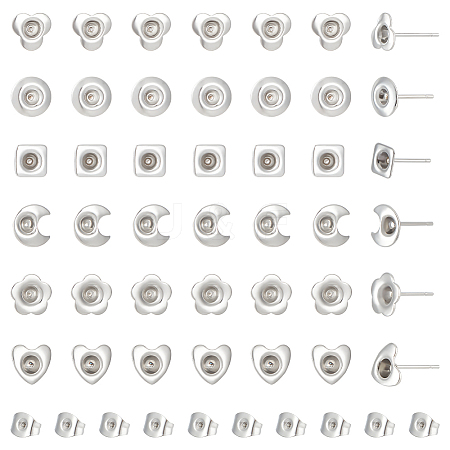 Unicraftale 84Pcs 6 Style 201 Stainless Steel Stud Earring Findings STAS-UN0057-42-1