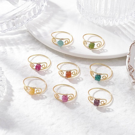 Natural Tourmaline Finger Rings RJEW-JR00928-1