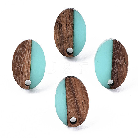 Resin & Walnut Wood Stud Earring Findings MAK-N032-004A-A07-1