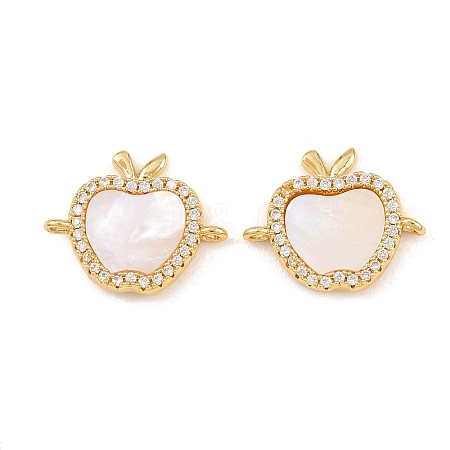 Natural White Shell Apple Link Connector Charms KK-Z140-06G-1