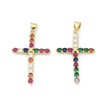Brass Micro Pave Cubic Zirconia Pendants KK-D317-105G-01-1