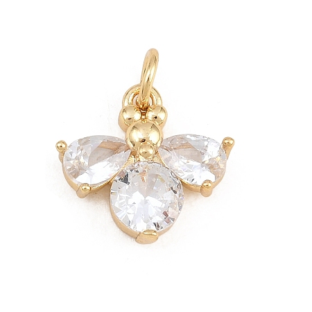 Brass Micro Pave Clear Cubic Zirconia Charms KK-E798-08A-G-1