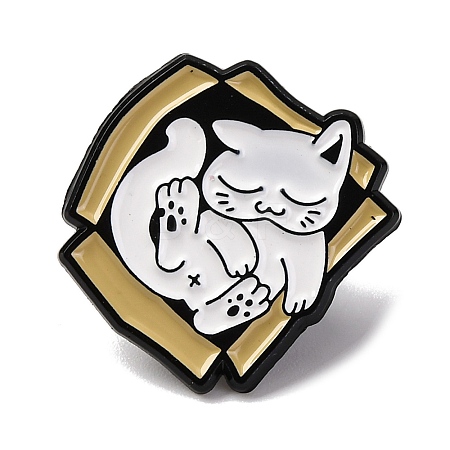 Carton White Cat Alloy Enamel Pins JEWB-K023-05EB-02-1