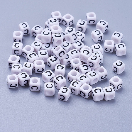  50g Opaque Acrylic Horizontal Hole Letter Beads SACR-TA0001-19I-1