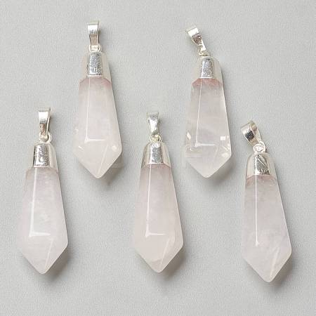 Natural Quartz Crystal Pointed Pendants G-P445-E13-1