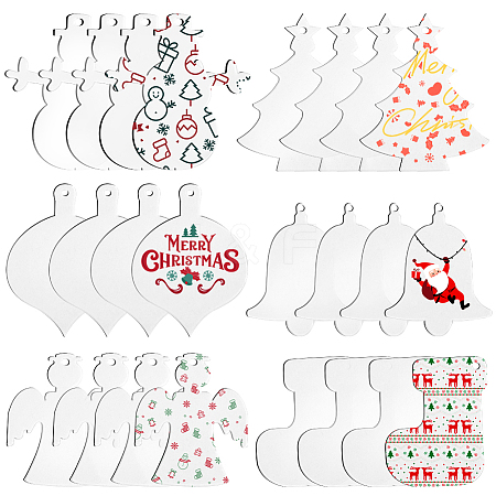 48Pcs 6 Styles Christmas Acrylic Big Pendants FIND-SC0011-43-1